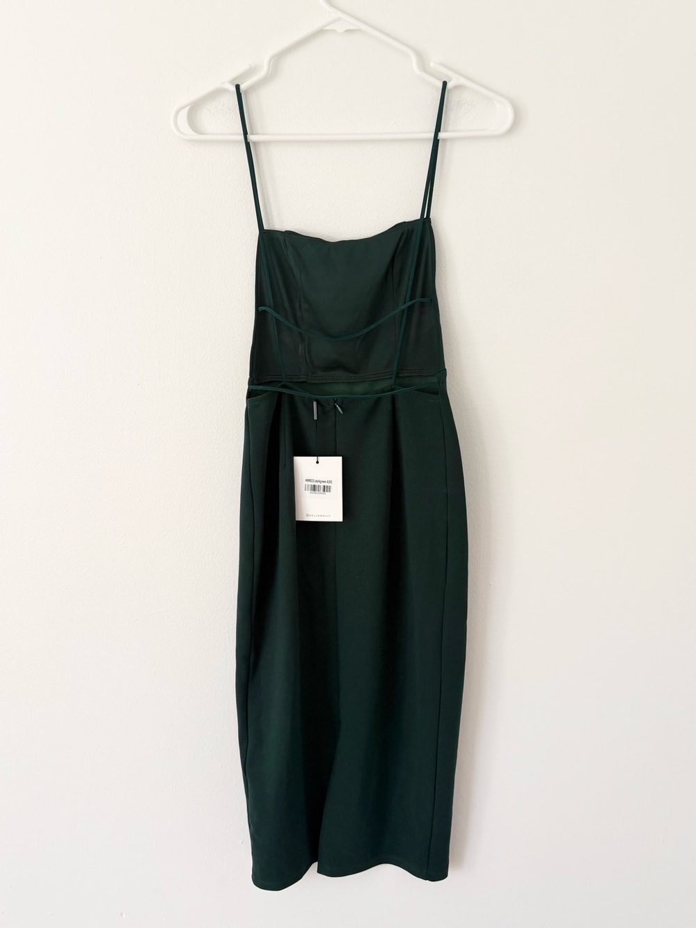 Hello Molly NEW Dark Forest Green Can't Afford Me Open Back Midi Dress Size 2 - Picture 6 of 12